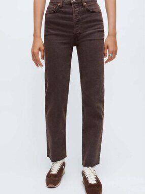 RE/DONE 70s Ultra High Rise Stove Pipe in Washed Chocolate